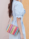 Colorful Straw Woven Oval Crossbody Bag For Vacation