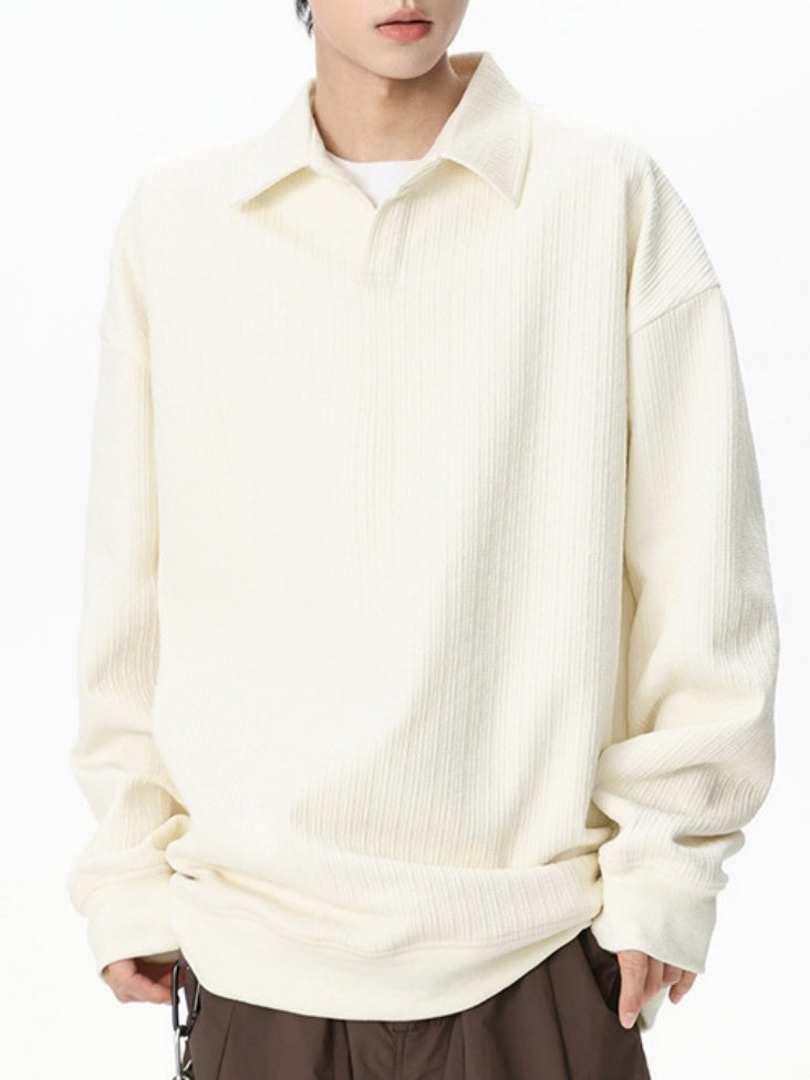 Jacquard All-match Loose Lapel Polo