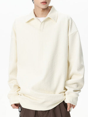 Jacquard All-match Loose Lapel Polo