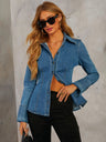Lapel Single-breasted Long Sleeves Denim Jacket