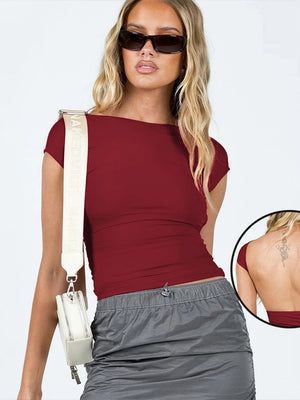 Sexy Short Sleeve Backless T-shirts