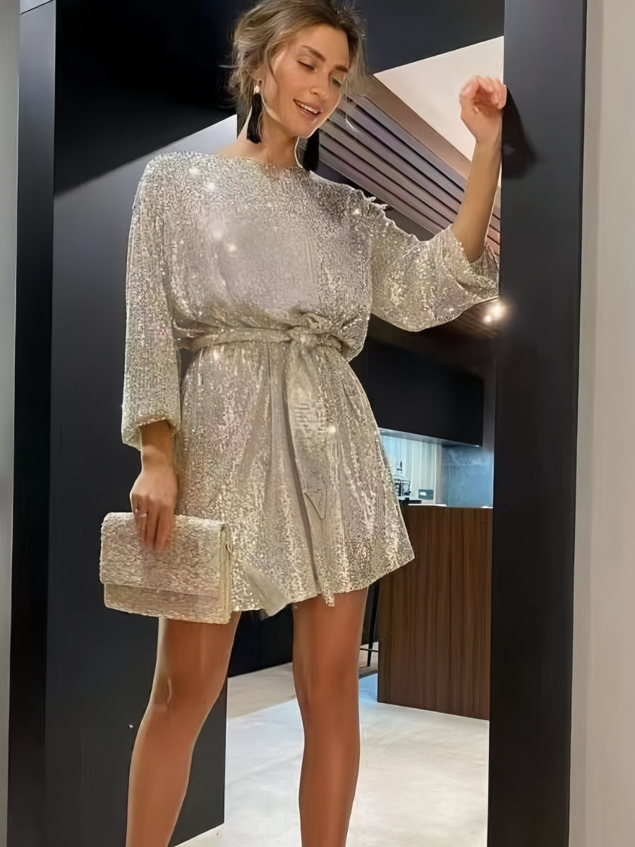 Basic Sequins Bandage Party Short Dress