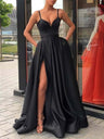 Solid Color Satin Spaghetti Strap Long Dress
