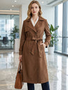 Waist Tie Long Coat Loose-fitting Trench Coat For Commuting