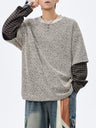 Gold Thread Weaving Fake Two Pieces Contrasting Colors Fleece Sweatshirt