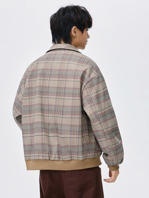 Lapel Plaid Loose Jackets