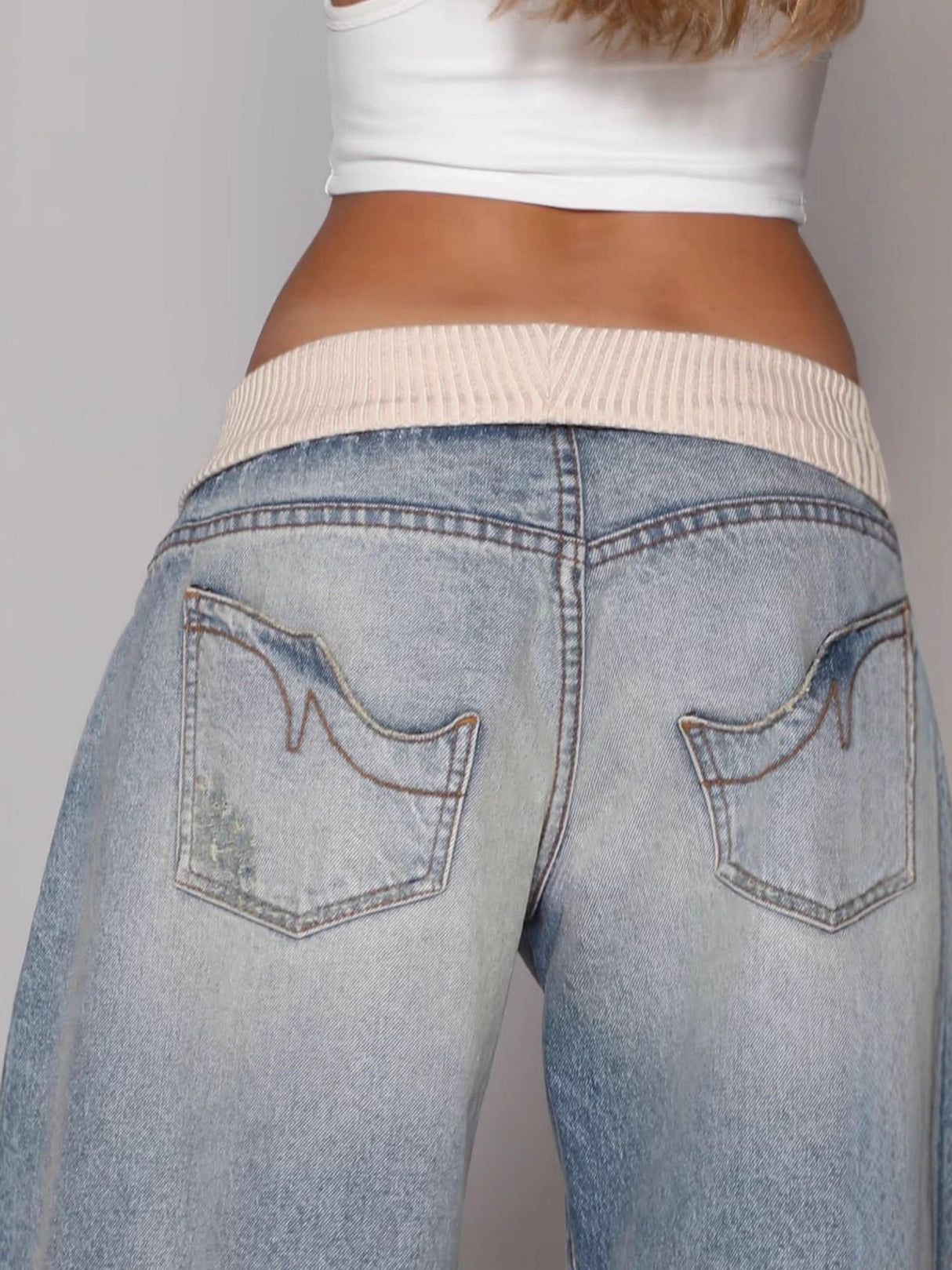 Y2k Splicing Backbend Tight Low-rise Jeans