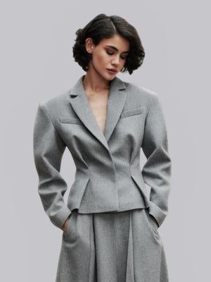 Waist-cinching Suit A-line Long Skirt Temperament 2-piece Sets