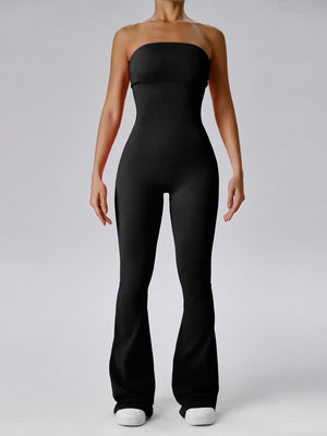 Seamless Thread Strapless Flared Pants Exercise Yoga Fitness Jumpsuits&Bodysuits