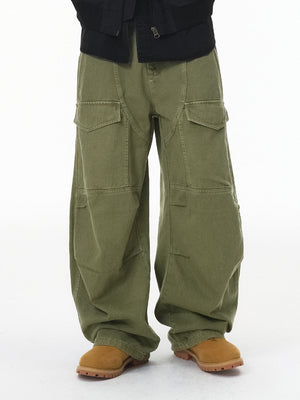 Liber Autumn Neutral wear Solid Color Cargo Trousers