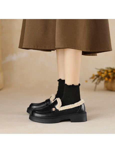 Liber Spring and Autumn Thick-soled Metal Buckle Women's Loafers