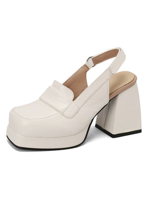 Platform Chunky Heels With Open Back