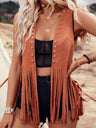 Imitation Suede Tassel Studs Sleeveless Vests