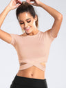 Cross Crew Neck Short Sleeve Exercise And Fitness Yoga T-shirts