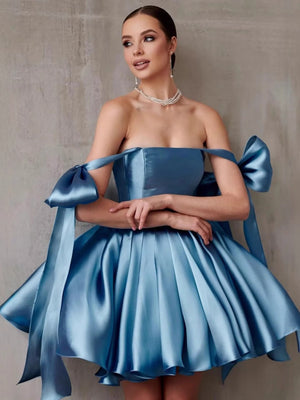 Strapless Satin Evening Dress