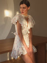 Floral Print Ruffled V-neck Mini&Short Dresses