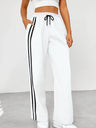 Drawstring High-waisted Wide-leg Pants Loose-fit Drape Sports Pants