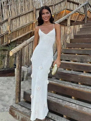 Liber Intellectual Style Women's Splicing Embroidered Pattern Midi Dresses