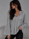 Stylish Sequined Long-sleeved Collared Casual Shirt