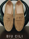 BIUCILI "Stars And Moon" Original Design Italian Classic Old Money Style Low-Heeled Suede Loafers