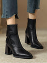 Solid Color Geometric Patchwork Chunky Heel Women's Boots