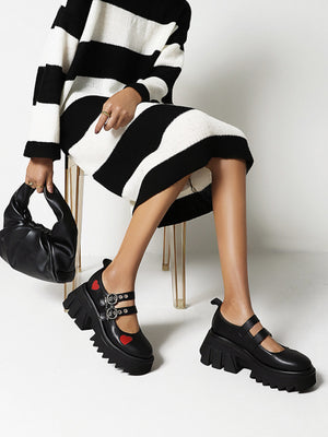 Heart-shaped Platform Mary Jane Shoes