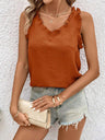 Textured Fabric V-neck Ruffled Vest
