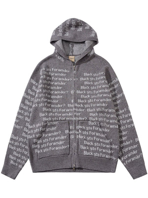 Letter Print Hooded Cardigans