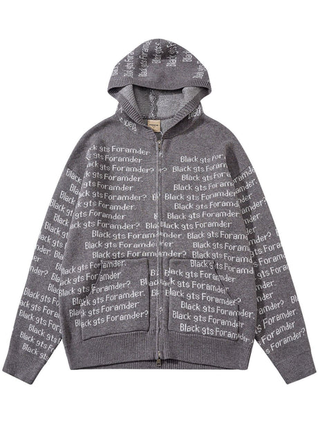 Letter Print Hooded Cardigans