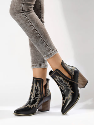 Embroidered Pointed-Toe Western Women's Boots