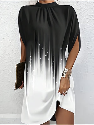 Round Neck Loose Batwing Sleeve Short Dress