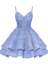 Deep V-neck Sequined Camisole Mini Dress