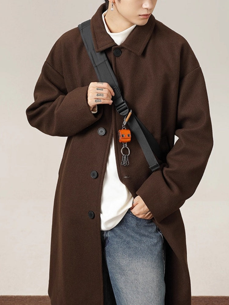 Black Brown Mid-length Lapel Coats