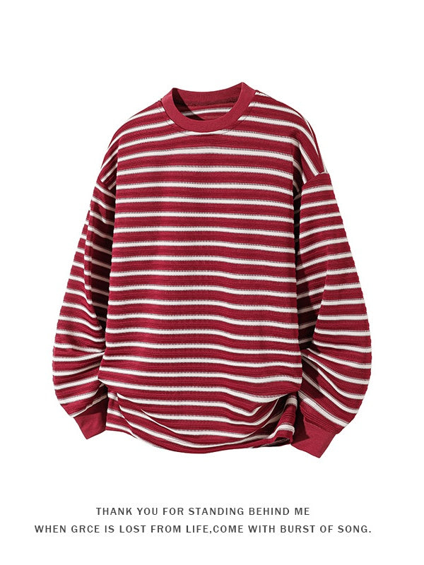 T-shirt rayé à manches longues et coupe décontractée