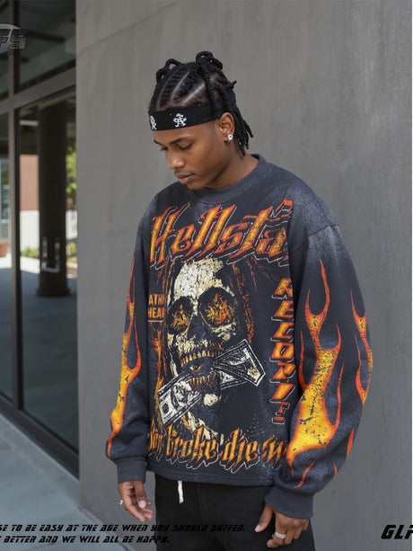 Rock Dark Flame Letter T-Shirts