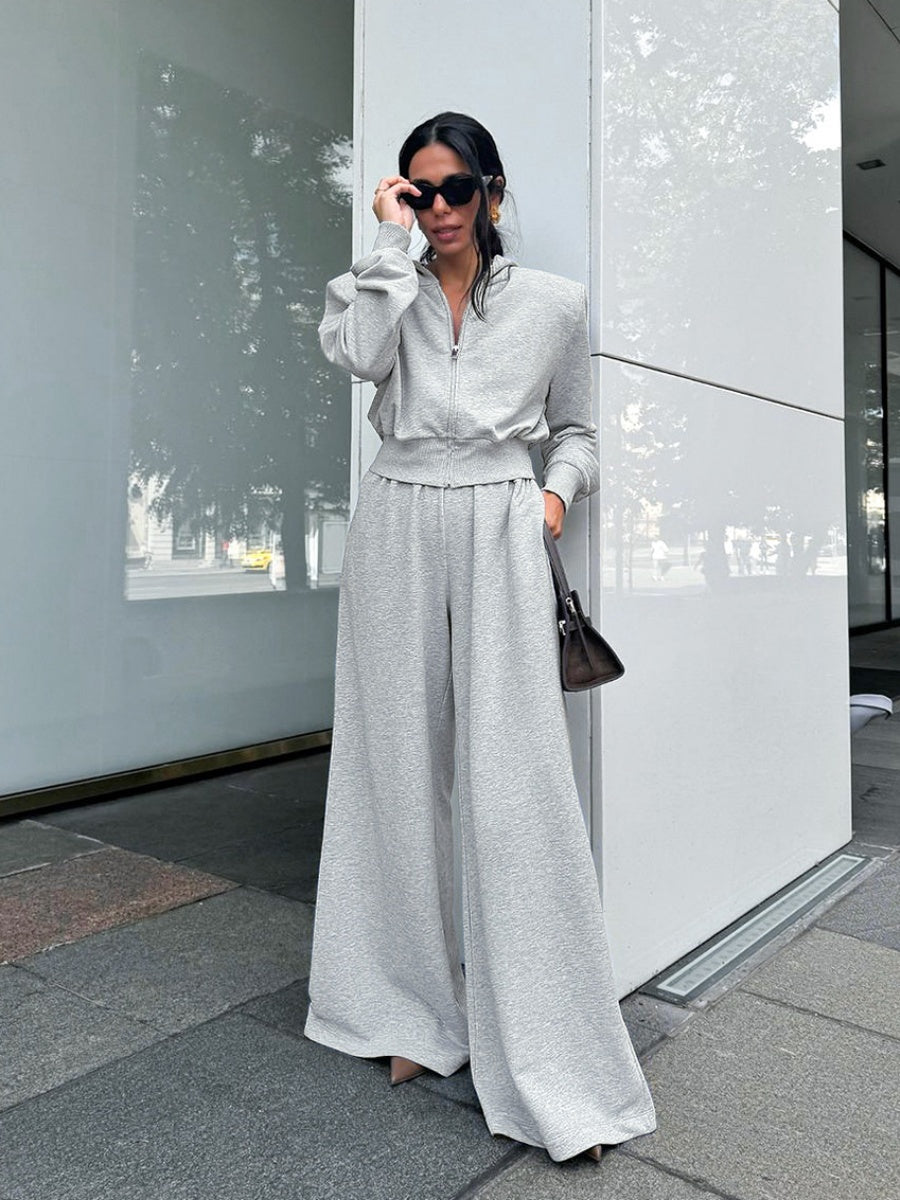 Shoulder Pad Sweatshirts&Hoodies Wide-leg pants 2-piece Sets