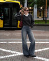 American Casual Denim Flared Trousers