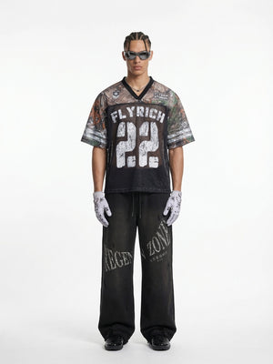 Camouflage Patchwork Baseball Hollow Out Breathable T-shirts