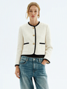 Color-blocked Long-sleeved Split Short Chanel-style Jacket Jackets