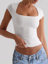 Square Collar Tight-fitting Shorts Exercise And Fitness Yoga Short-sleeved T-shirt