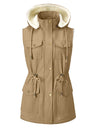 Vest-style Hooded Vests Imitation Lambskin Multi-pocket Sleeveless Workwear Jacket/windbreaker