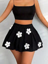 3D Flowers Stretch Short Skirt