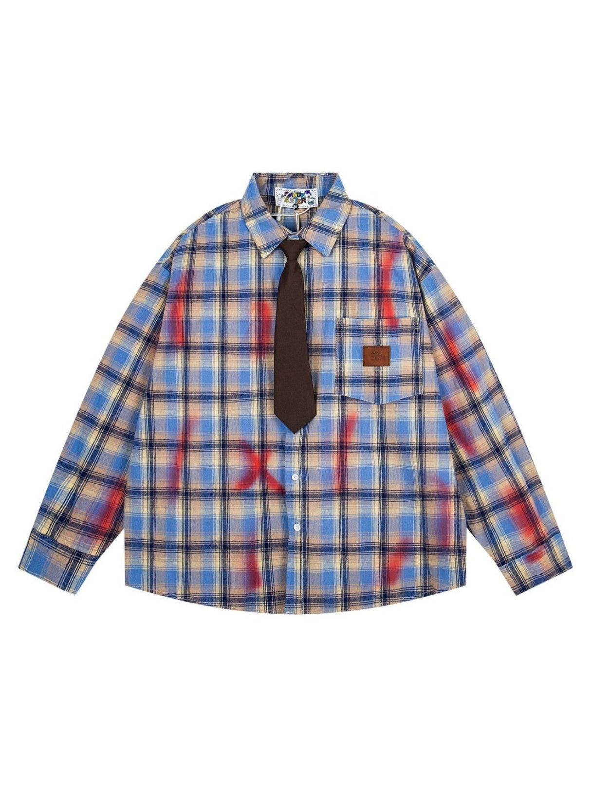 Liber Autumn Neutral wear Pocket decoration Plaid Shirts