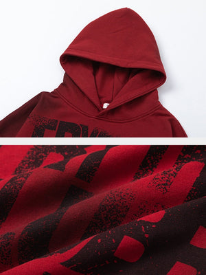 Old Letter Printed Hip Hop Loose Hoodies