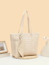 Solid Color Straw Woven Vacation Tote Bag