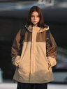 Workwear Style Color Matching Zipper Hooded Coat