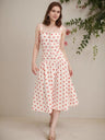 Red Polka Dots Retro Buttons Maxi Dresses