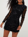 Black Crew Neck Sequins Slim-fit Mini&Short Dresses