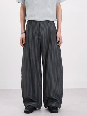 Old Money Style Pleated Stripes Machete Baggy Dress Pants Pants
