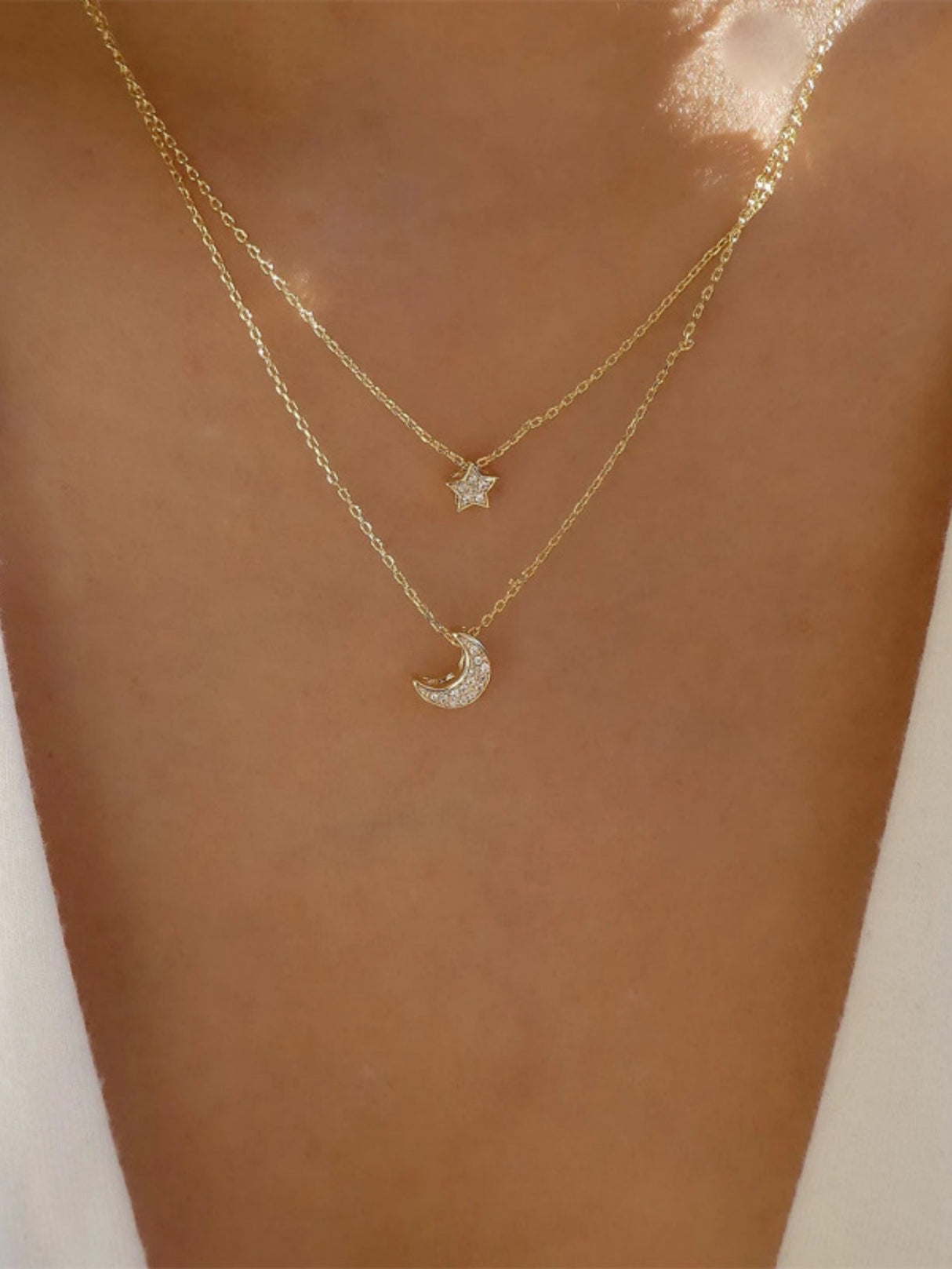Star And Moon Pendant Multi-Layer Necklace